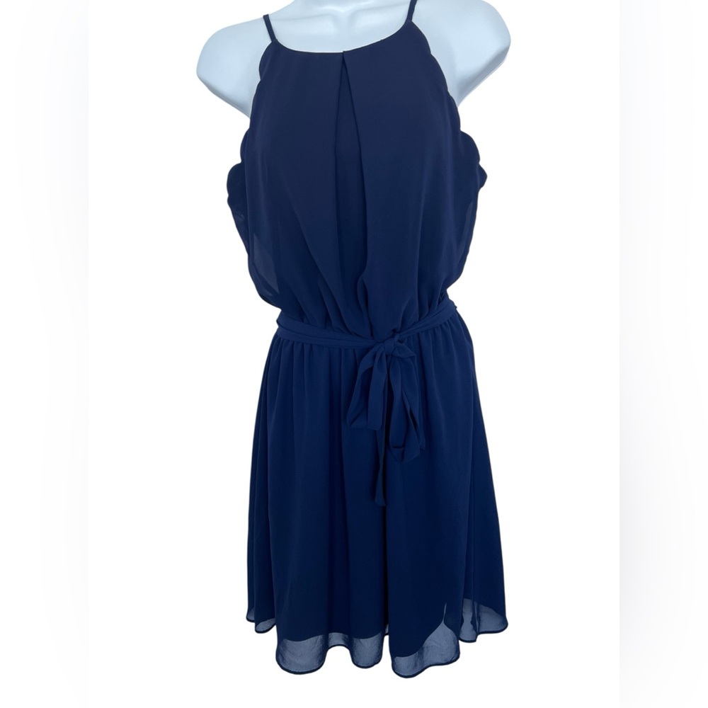 🆕 💙 NWOT BCX Navy Blue Fit & Flare Sleeveless Halter Dress | Women’s XL - Picture 2 of 10